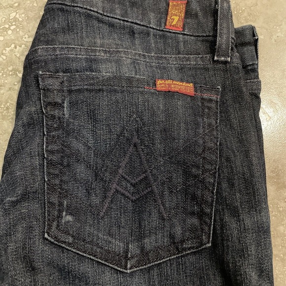 7 For All Mankind A Pocket Dark Wash Bootcut Low Rise Jeans W 28 x L 34 - Picture 10 of 10